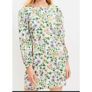 Brand new LOFT shift dress linen blend floral knee length size 8